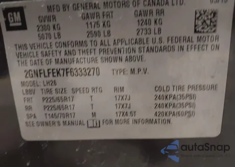 2015 Chevrolet Equinox 1Lt z USA, uszkodzony, nr VIN 2GNFLFEK7F6333270